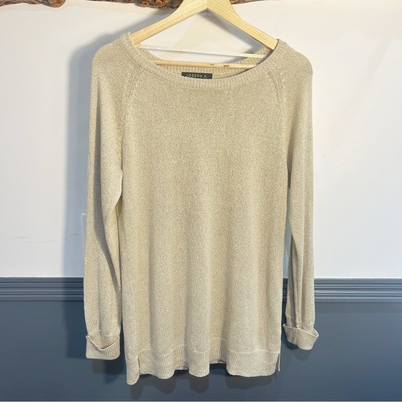 _Joseph A Vintage Sparkly Gold Crew Neck Sweater Petite L_ - Picture 1 of 11